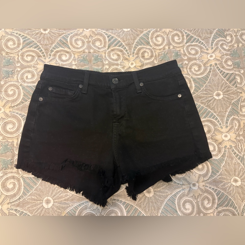 Black denim shorts